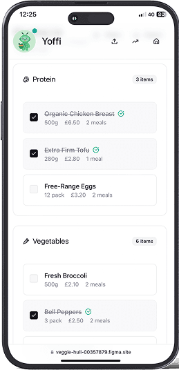 Yoffi app interface - Progress tracking view